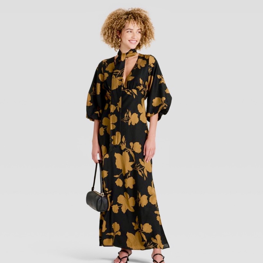 A New Day Black & Brown Maxi Dress, Size Small. NWT